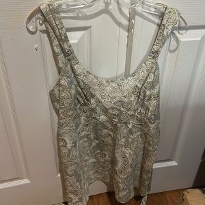 Tommy Hilfiger Women’s Cream and Blue Paisley Tank Top with Ties XL